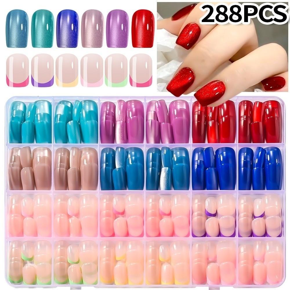 French Design False Nails Red Blue Press On Nails New False Nail Tips  Manicure Tool