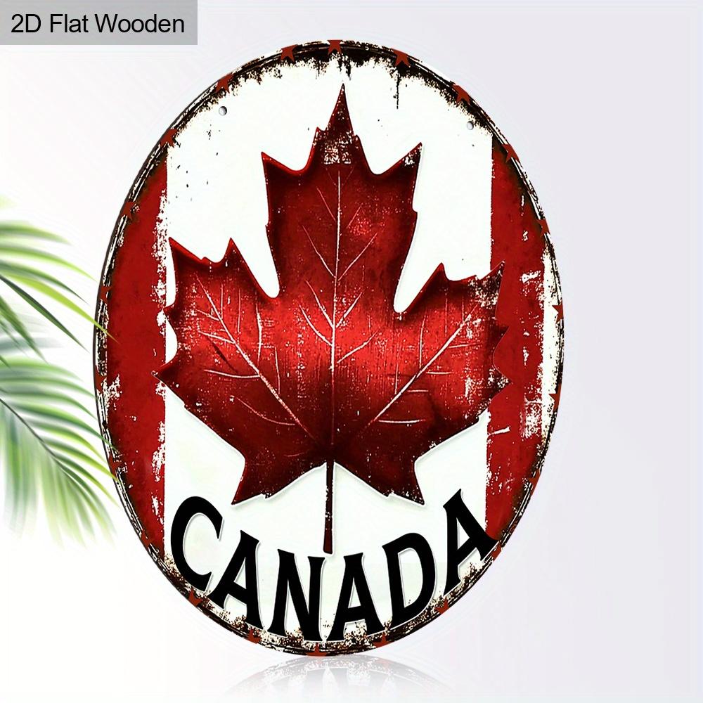 JIT 1pc 2D Flat Retro Style Wooden Decorative Signs & Plaque, Canada Day Sign, Canada Maple Leaf Design, Suitable for Family Front Door Living Room