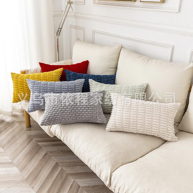 Double-sided Solid Corduroy Pillow Sofa Cushion Lumbar Solid Color Chair Cushion Wheat Ears and Corn Kernels