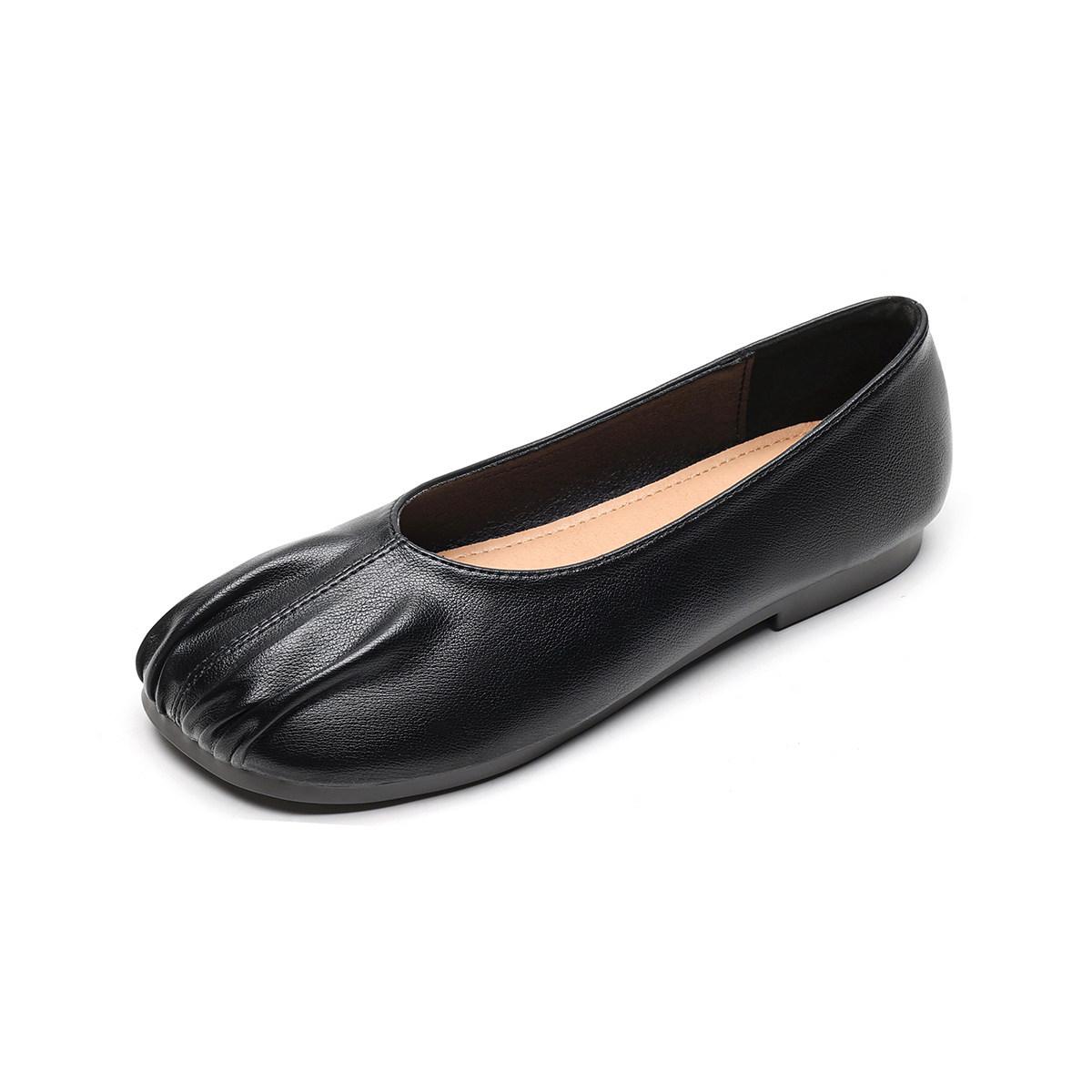 

Women s 2025 Genuine Leather Vintage Slip-On Flats - Soft Sole Versatile Spring Shoes 40 чёрный