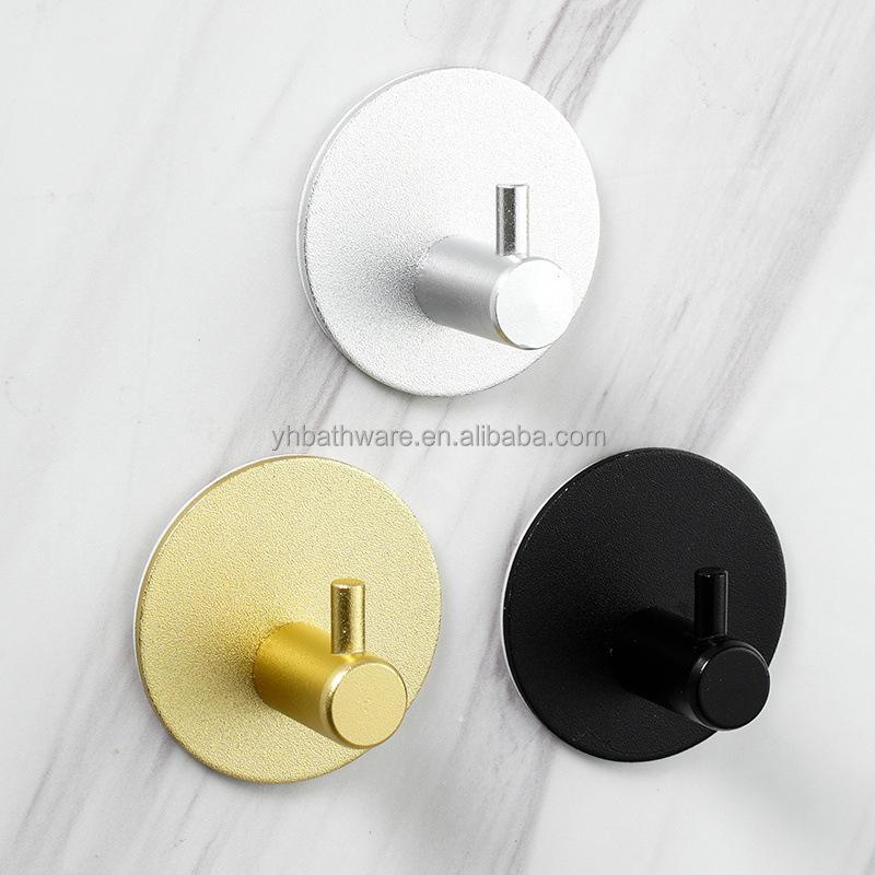 Aluminum Wall Hook Towel Racks Coated Self-adhesive Round Hanger Hook for Kitchen Hardware Bathroom