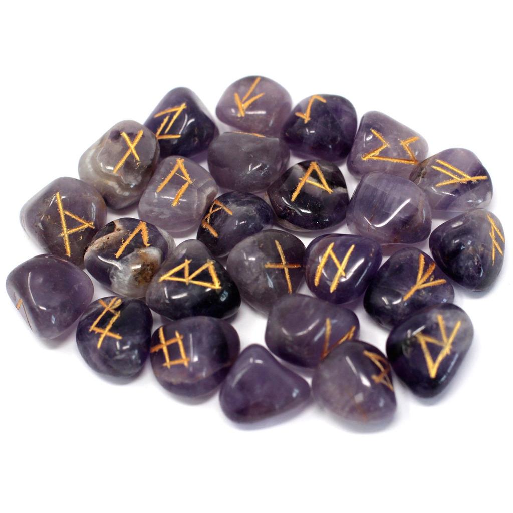 Ensemble de Pierres Runiques Améthyste, 25 Pièces Dans une Pochette