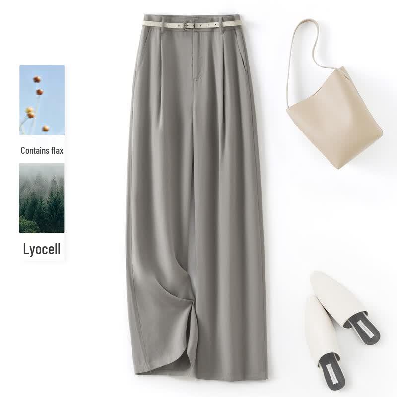 IHIMI Lyocell-Linen Blend Wide-Leg Casual Pants M