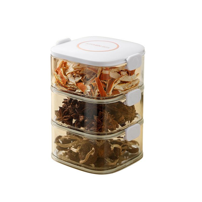 Multi-layer Seasoning Sealed Jar Storage Box, Kitchen Dried Chili Peppers, Sichuan Pepper, Star Anise and Condiments Separate Packaging Storage Box