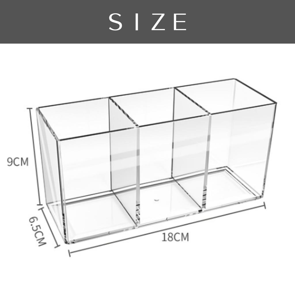 Uccellino Acrylic Pen Stand, Set of 2, Pen Holder, Makeup Brush Storage, Simple Design (Clear)