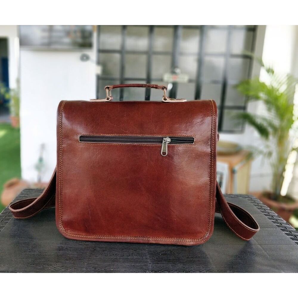 Pánská brašna na notebook z pravé hnědé kozí kůže Messenger