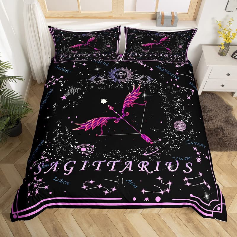 Gemini King Queen Duvet Cover Constellation Horoscope Comforter Cover Astrology Galaxy Bedding Set Star Polyester Quilt Cover