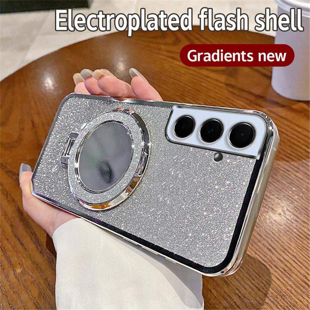 Gradient Glitter Mirror Ring Holder Phone Case For Samsung Galaxy A05 A15 A25 A35 A55 A05S A04 A14 A24 A34 A54 A73 A53 A33 Cover