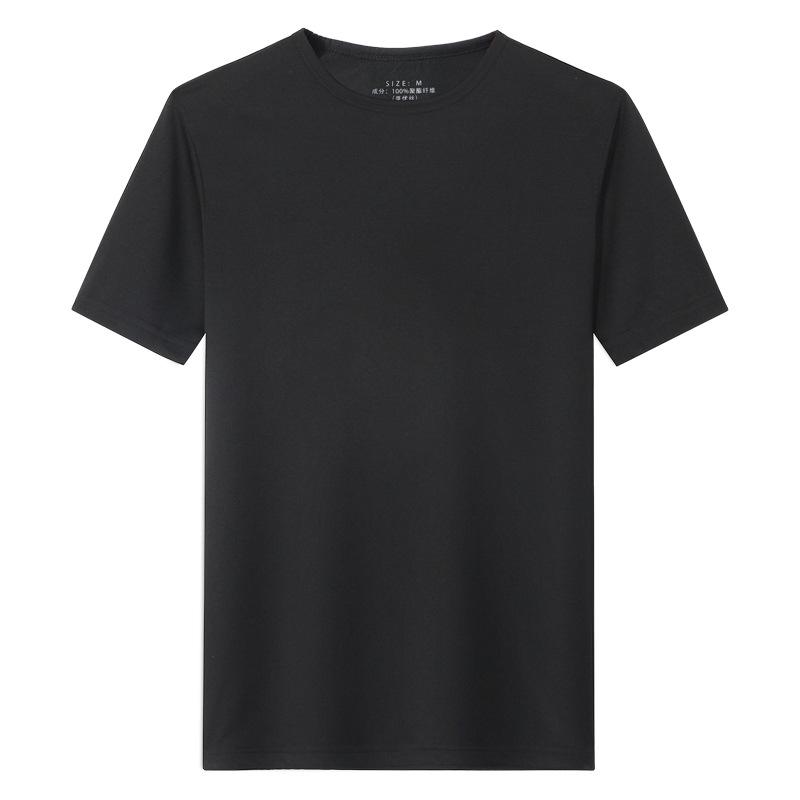 Men's Trendy Antibacterial Black & White Short Sleeve Round Neck T-Shirt - Breathable, Odor-Resistant, Plus Size Casual Sportswear
