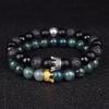 2pcs Charm Paired Bracelets Men Sets Crown Women's Bracelets Natural Stone Beads Wristband Couple Bracelet Gifts Friends Jewelry