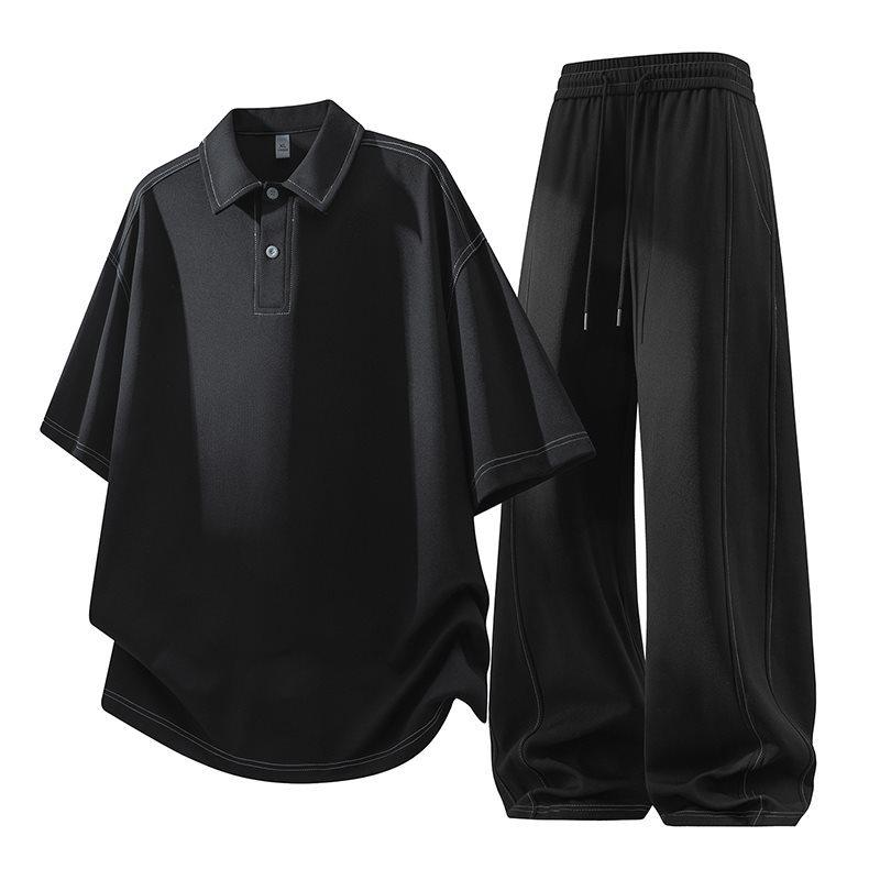 

Men s 2026 Summer Trendy Lapel Short-Sleeve T-Shirt & Casual Sports Shorts Set 2XL