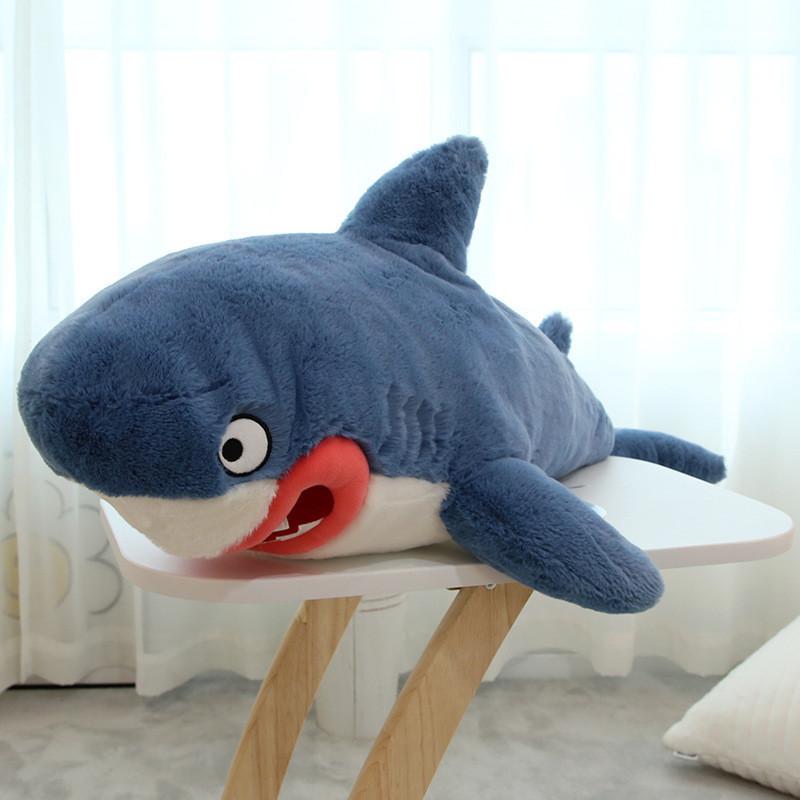 Large Ocean Animal Plush Toy Pillow Wholesale Shark Doll Cross-border Pressure Bed Doll Birthday Gift 85cm