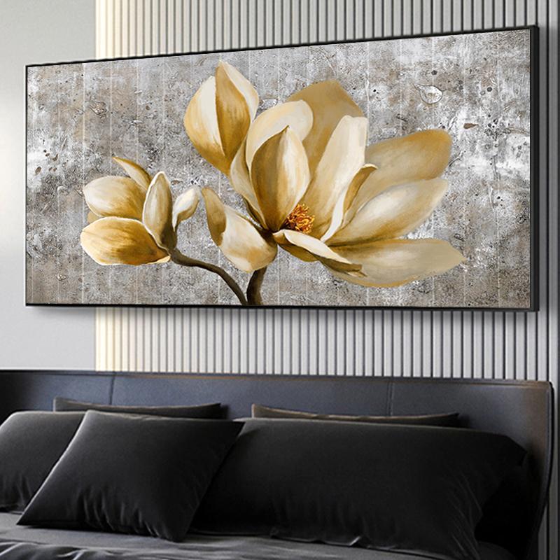 Abstract Gold Flower Oil Painting On Canvas Still Life Poster Wall Art Prints Pictures Home Decoration For Living Room Artworks