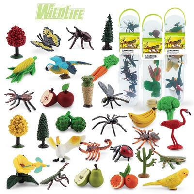 Simulierter Mini Vogel Pflanze Insekt Gemüse Frucht Modell Spielzeug Schreibtisch Statisches Ornament Aufbewahrungsset