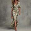 Europe, America, Summer New European and American Style V-neck Slim-fitting Long Dress