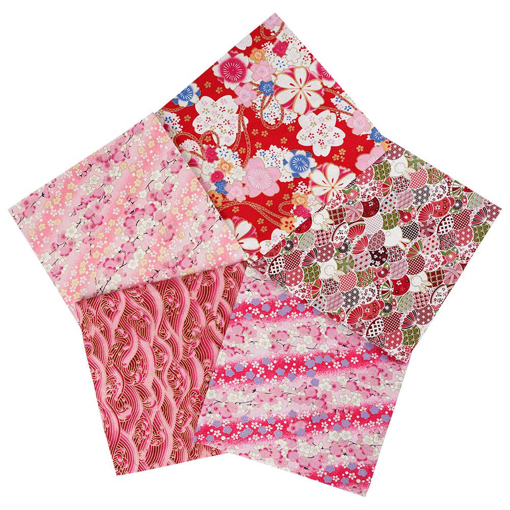 

5pcs 25x25/50x50cm Gold-foiled Japanese-style Floral fabric Cloth for DIY Craft Gift Wrapping Home Decoration Sewing Accessories 5pcs 25x25cm