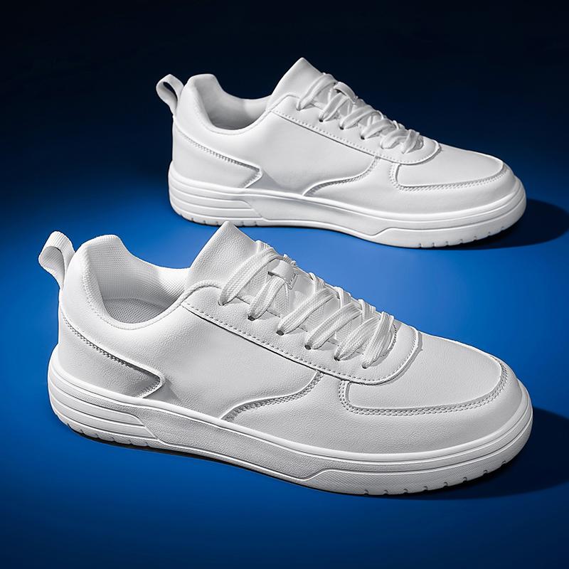New Height Increasing Shoes for Men Invisible Elevator Sneakers White Leathe Sport Zapatillas De Hombre Big Size 48