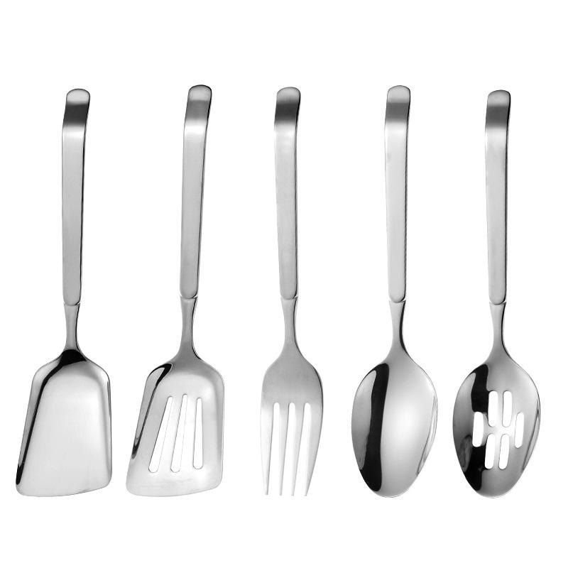 Gold Stainless Steel Western Serving Tableware Fork Spoon Shovel Set Portable Cutlery Dinnerware for Steak Kitchen Utensils