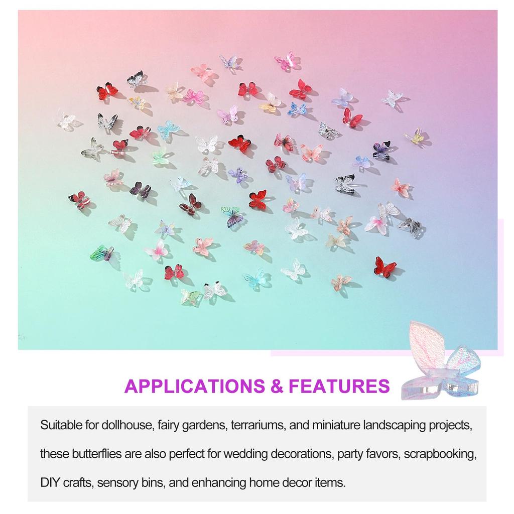 CoCud 50-Pack Mini Resin Butterflies, 0.31 Inch, Resin Dollhouse Accessories, Clear Dark Blue. Uses: Crafts, Nail Art