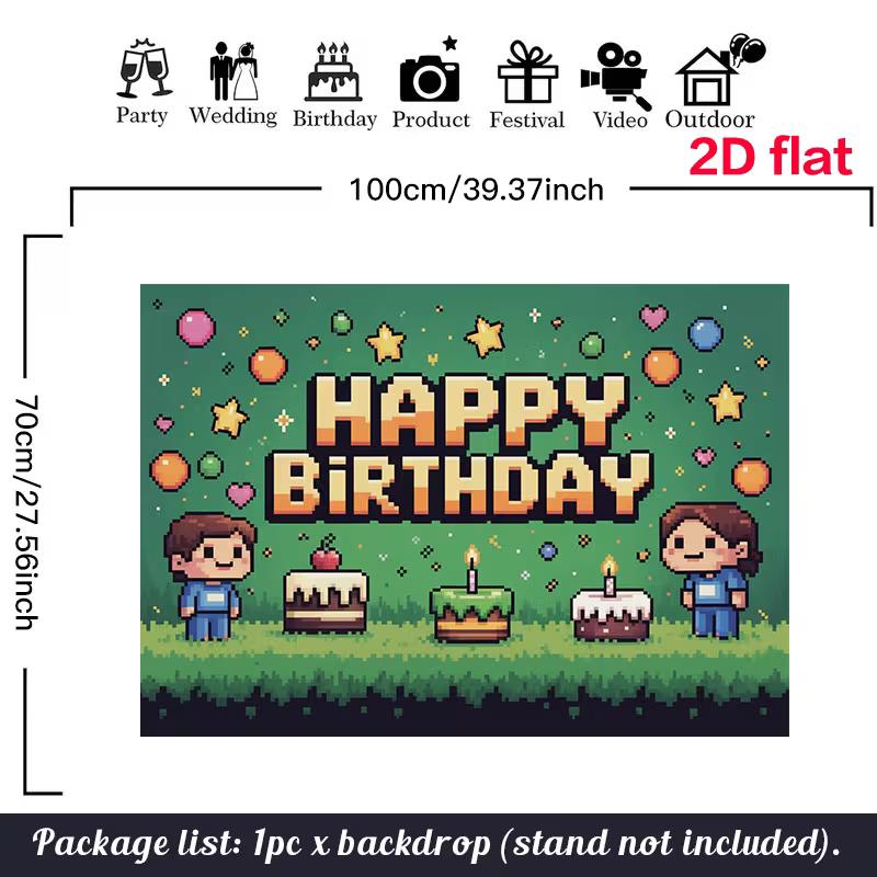 Retro Pixel Art Tapestry for Birthday, Cake Smash and Gaming Themed Photoshoot