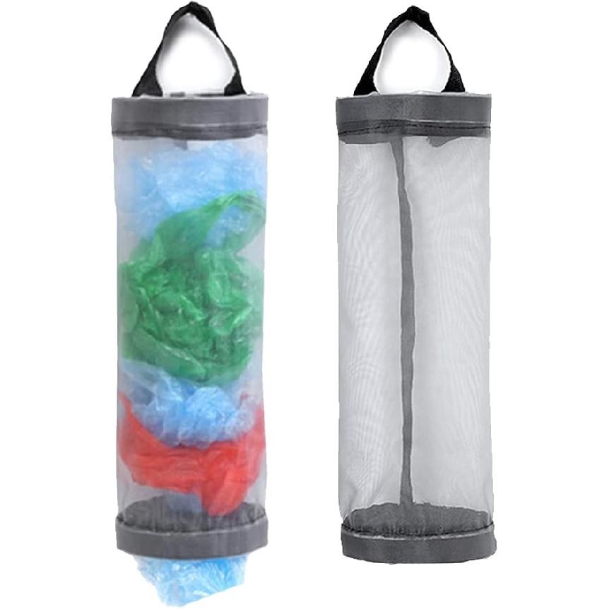 TOGETRUE Plastic Bag Holder, Grocery Bag Holder Mesh Hanging Storage Bag Dispenser (Black 2 Packs)