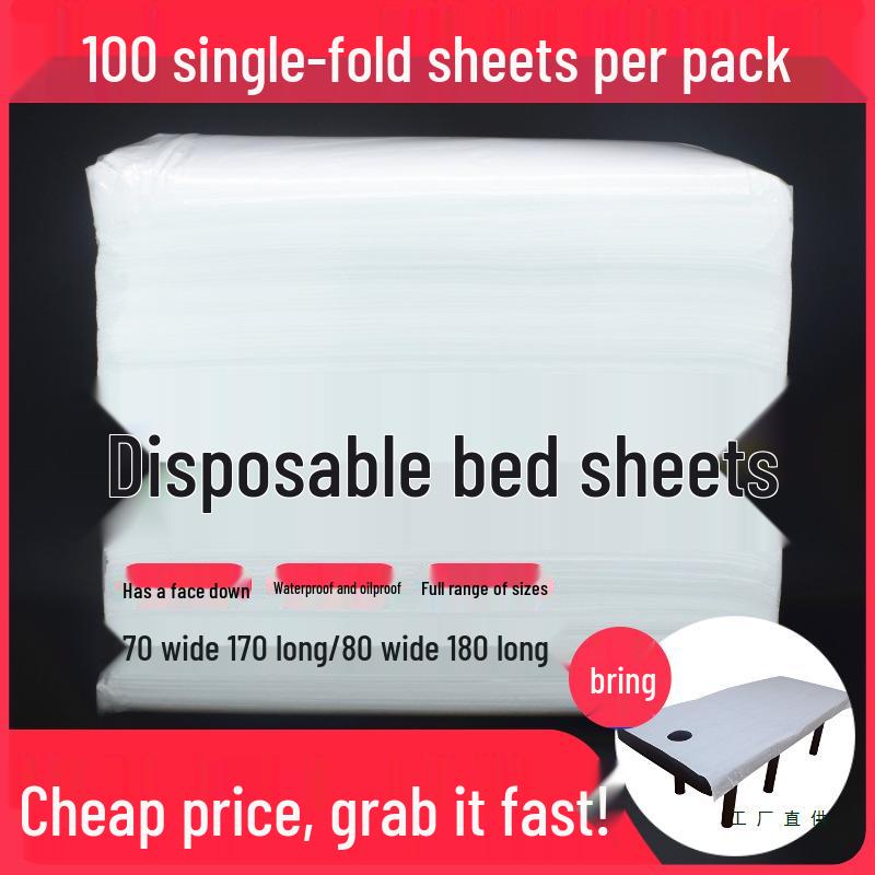 Waterproof Disposable Bed Sheets for Beauty Salon with Face Hole - Breathable & Oilproof Non-Woven Fabric