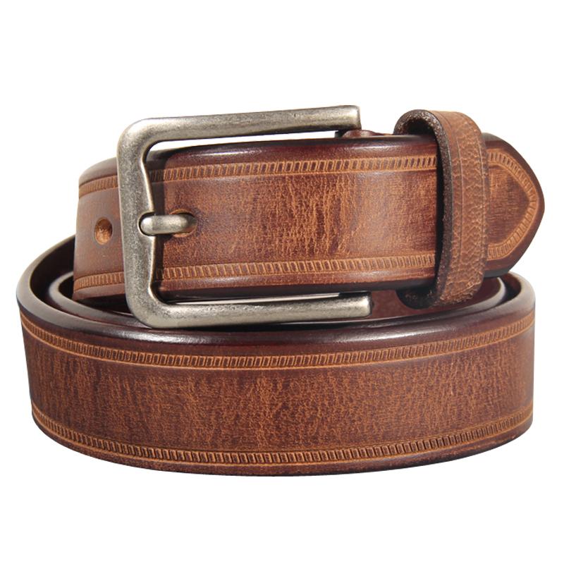 Genuine High Quality Leather Belt Men Luxury Vintage Aged Alloy Pin Buckle Design Belts Brand Strap for Jeans Designer Strap