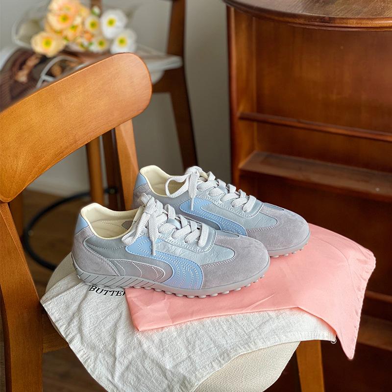 Flat-bottomed Forrest Gump shoes women's 2025 new versatile lace-up color matching fashion casual retro German training shoes