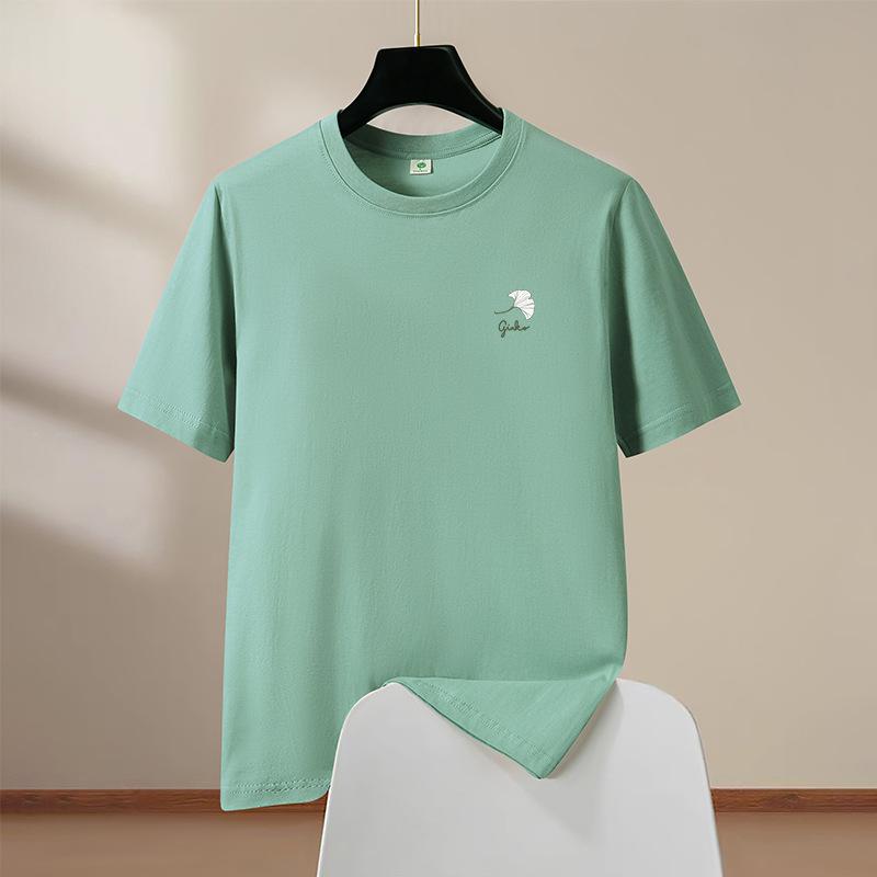 Leaf Mens Cotton Short Sleeve T-Shirt Man Round Neck Casual Tee Oversized