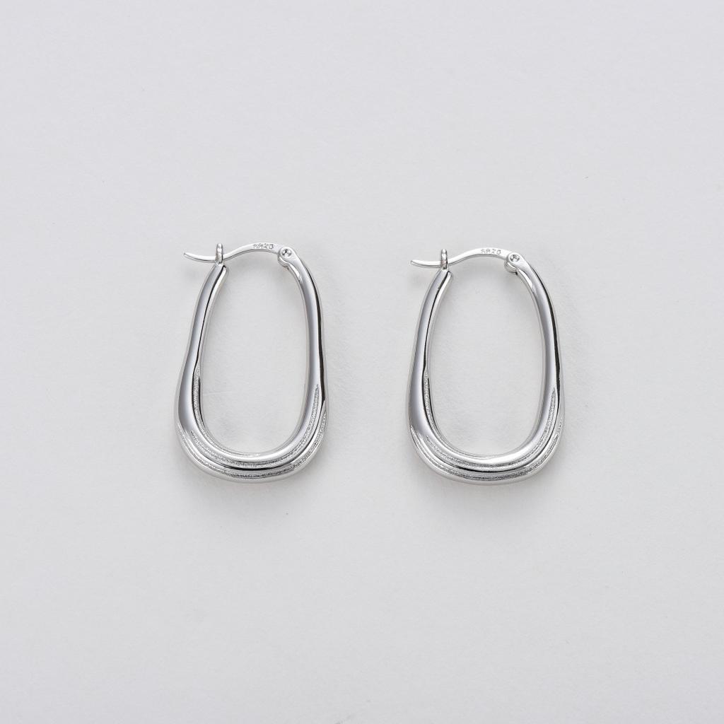 Premium Temperament Irregular Texture Plain Ring S925 Silver Needle Ear Buckle Earrings Niche Daily Commuting Must Enter Earrings Women