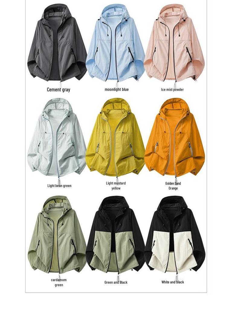 Men's Summer Loose-Fit Color Block Ice Silk Sun Protection Jacket UPF50+