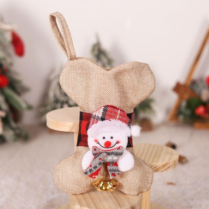 New Christmas Decorations Plaid Bones Pets Christmas Socks Gift Bags Decorative Socks Pendant