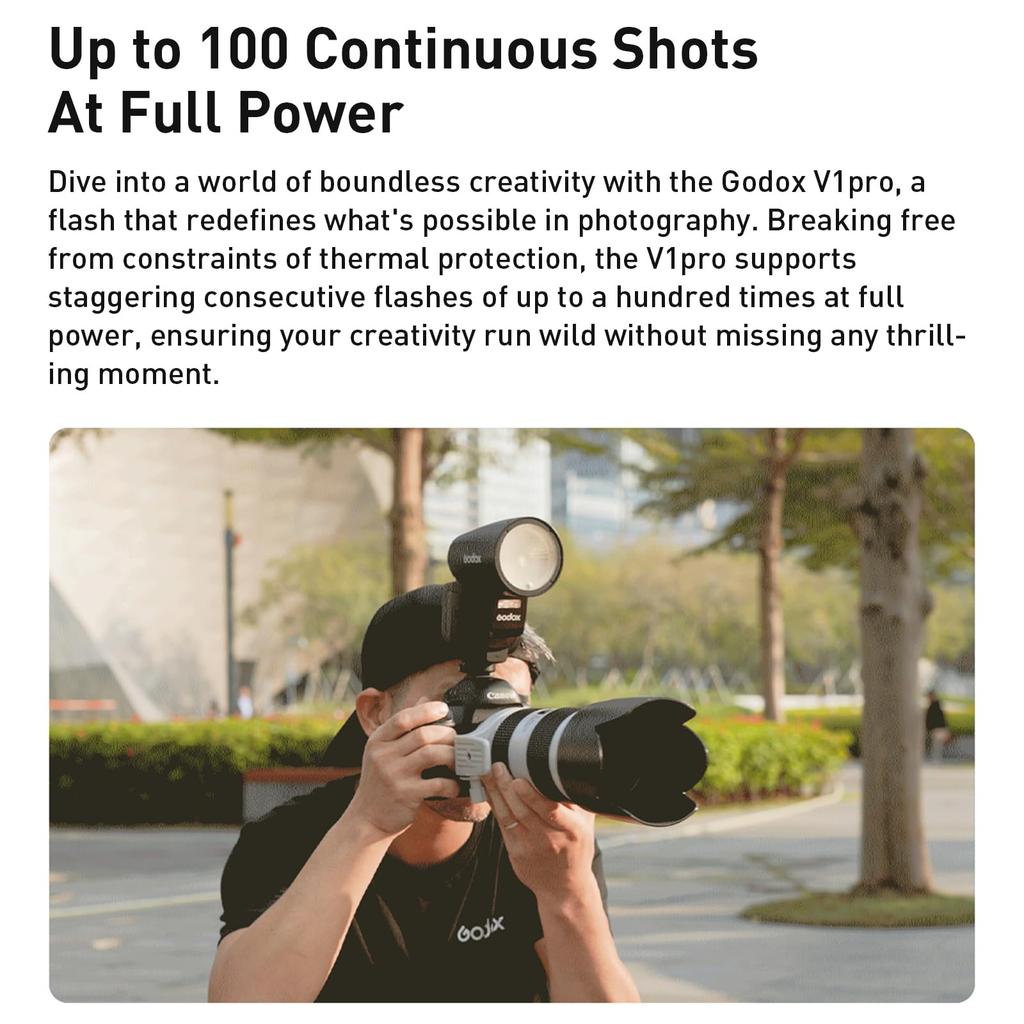 GODOX TTL Rundkopfkamera 76W TTL Split 2W LED Modellierung Aufladen mit VB30 Lithium Kompatibel mit Sony Kamera V1 Aufgerüsteter V1Pro-S Li-Ionen-Blitz,