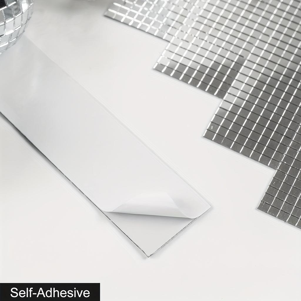 D5 2Pack Self-Adhesive 5x5 Mm Acrylic Mirror Mosaic Tiles, Mini Crafts Small Glass Mirror Strips for DIY Craft Home Decoration