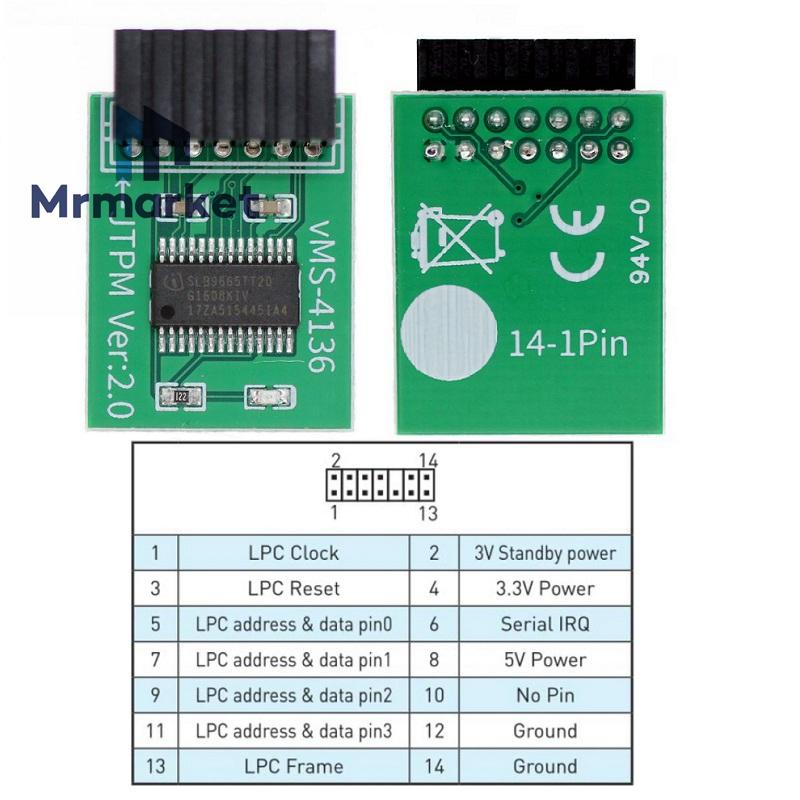 TPM Security Module TPM Remote Card Encryption Security Module Supports 12 14 18 20 Pins Compatible With Win11