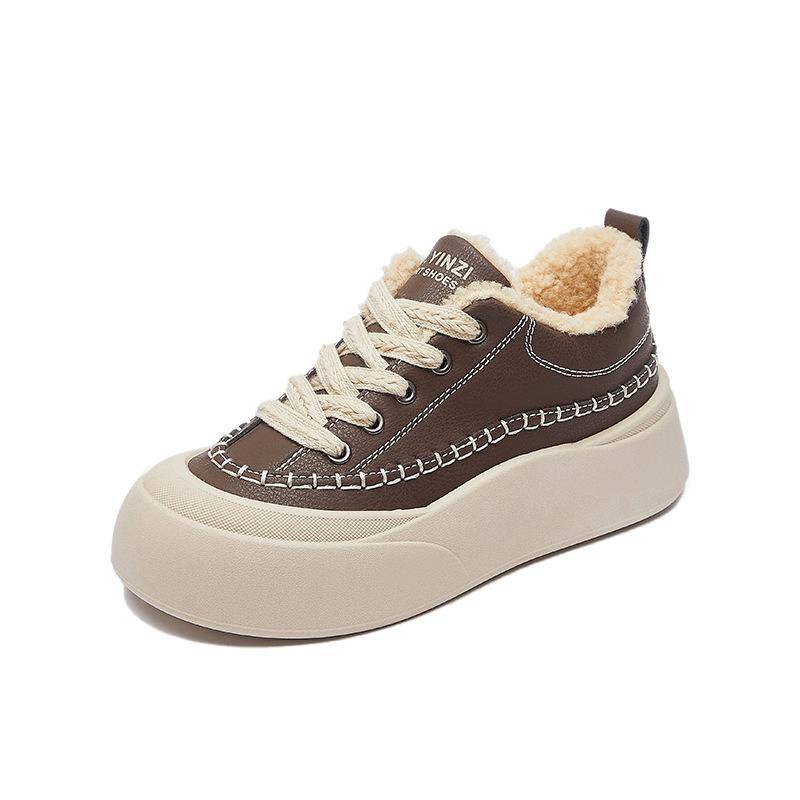 Winter Warm Snow Boots for Women Faux Suede Fuzzy Walking Shoes Women's Casual Anti-Slip Comfortable Chunky Platform Short Booties With Faux Fur Lined