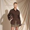 2025 European & Korean Elegant Pleated Waist-Cinched Long Sleeve Shirt