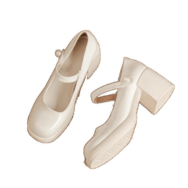 Women's British Style High Heels with Thick Soles for Spring/Autumn 2024 - Leather Qipao Mary Janes