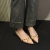 Fashion 2025 Summer and Autumn New Pointed Rivet Single Shoes Women's Small Inside Heightened Pumps