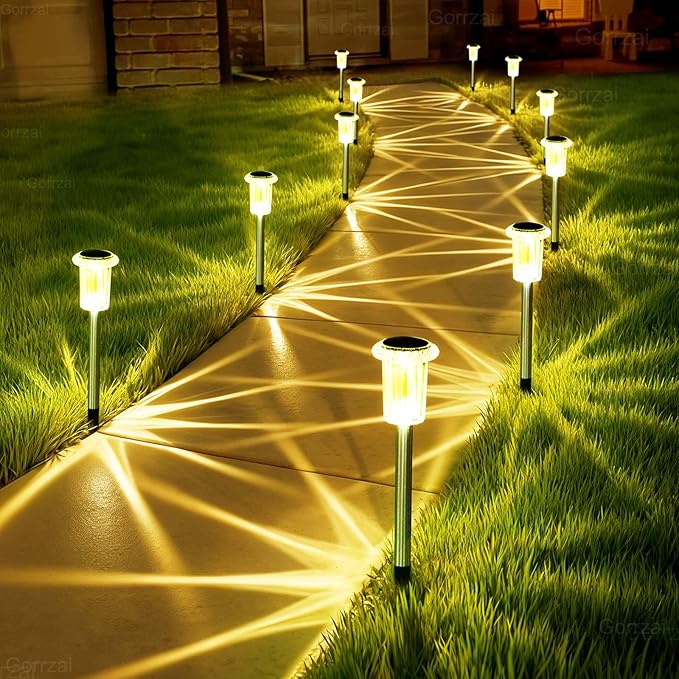 Outdoor Stainless Steel Solar Lawn Lights Waterproof Garden Yard Path Walkway Landscape Decor Night Lighting Courtyard Decor