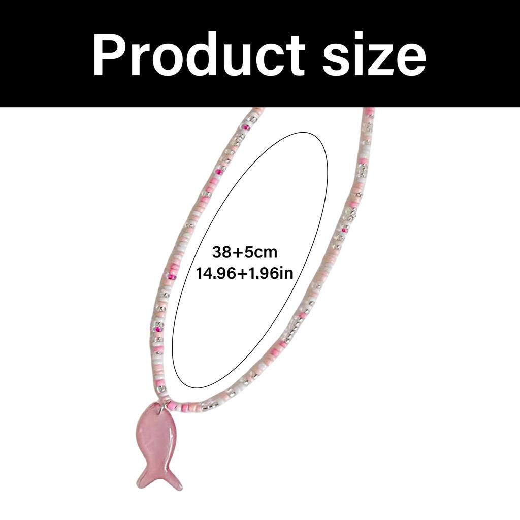 Vintage Blaue Perlenkette mit Vintage Fischanhänger für Damen Elegant Verstellbare Länge Schlüsselbeinkette Geschenk für Sie