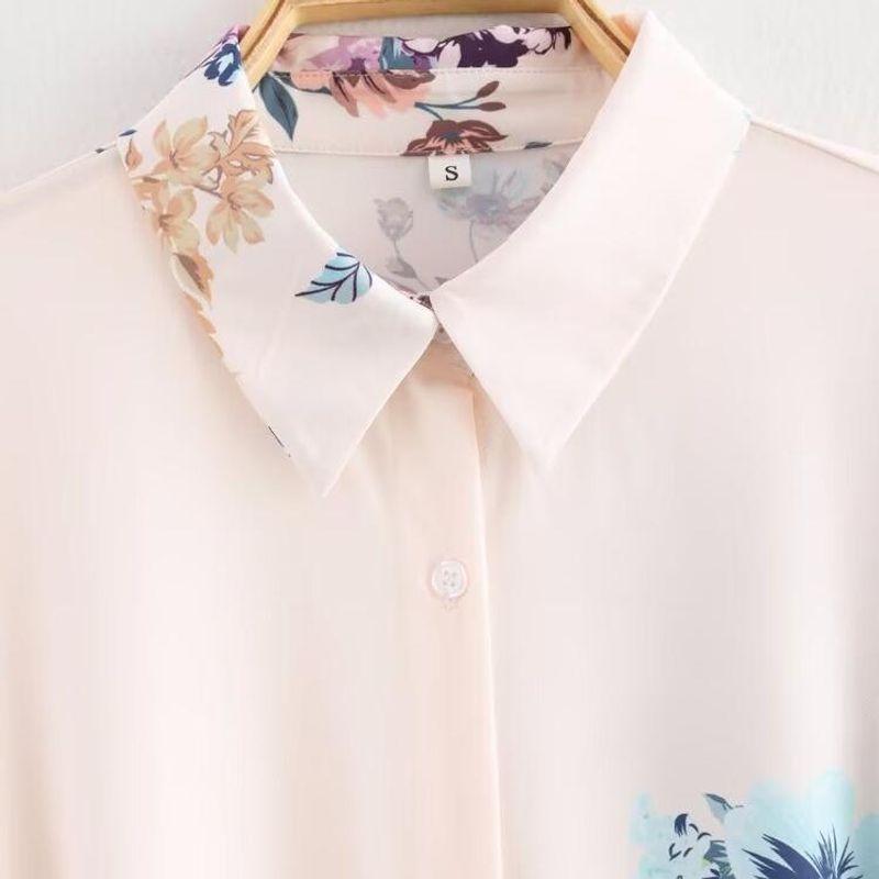 Kaslead New Arrival Women's Clothing Fashion Style Fashion Minimalist Printed Shirt with Belt Long Sleeves Dress