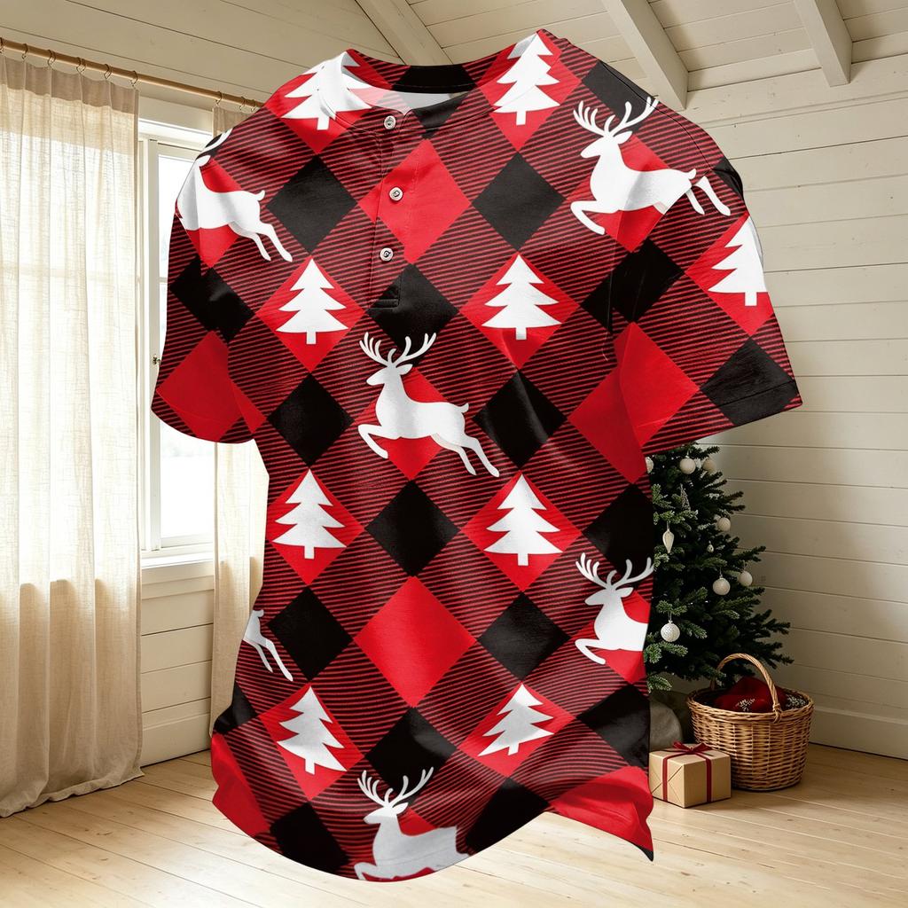 Men's Quick Dry Short Sleeve Round Neck T-Shirt with Christmas Print