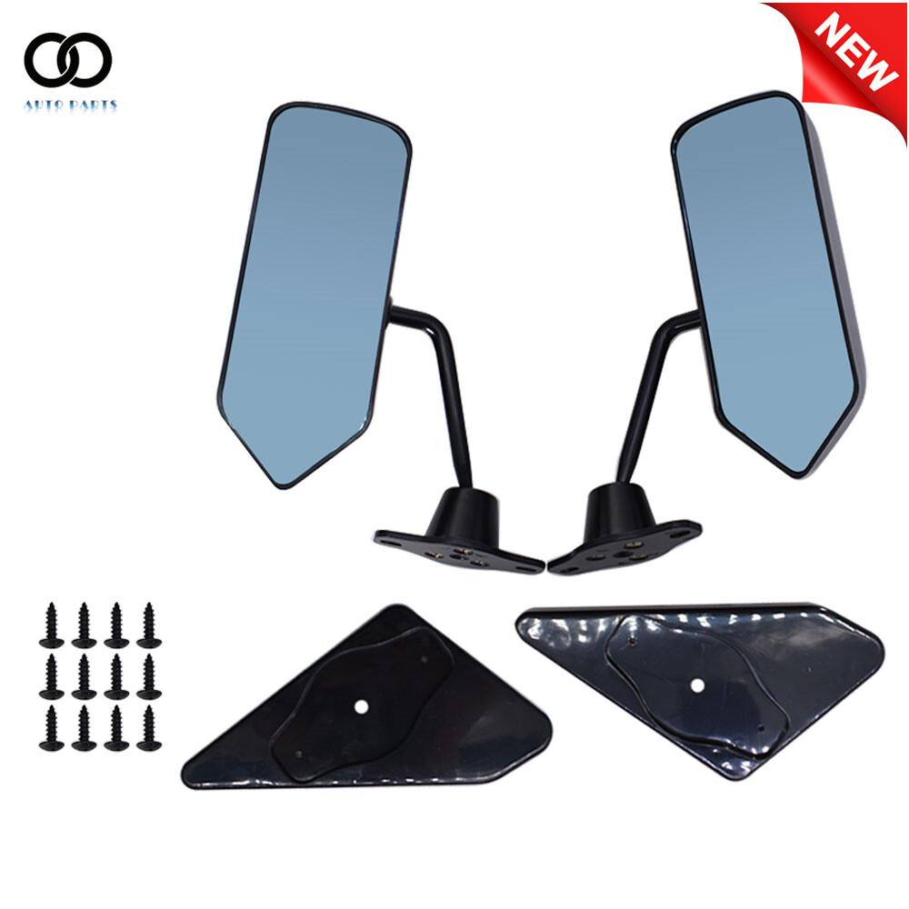 Pair Universal Car Racing Rearview Wing Mirrors Convex Glass F1 Style Black