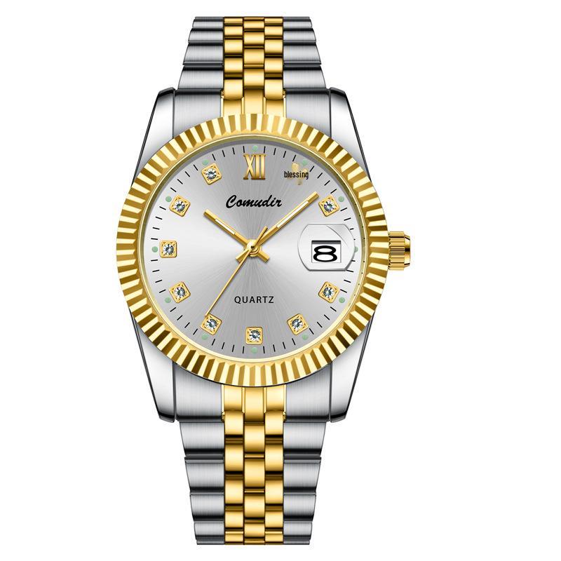 Luminous Waterproof Quartz Couple Watches - Men's & Women's Casual Pair with Calendar