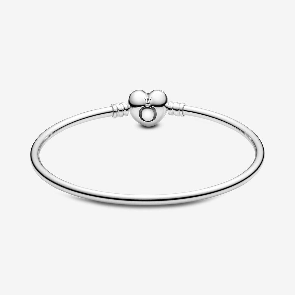 Pandora Heart Clasp Bangle – Sterling Silver – 17cm – 596268‑17