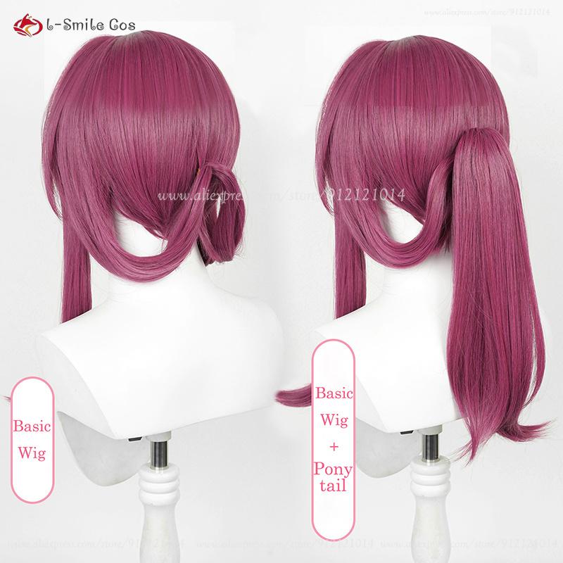 43cm Kafka Cosplay Wig Rose Purple Kafka Anime Wigs With Ponytail Clip Heat Resistant Synthetic Hair Halloween Wig + Wig Cap