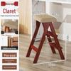 Three-Step Solid Wood Folding Ladder Stool: Multifunctional for Kitchen and Bar Use
