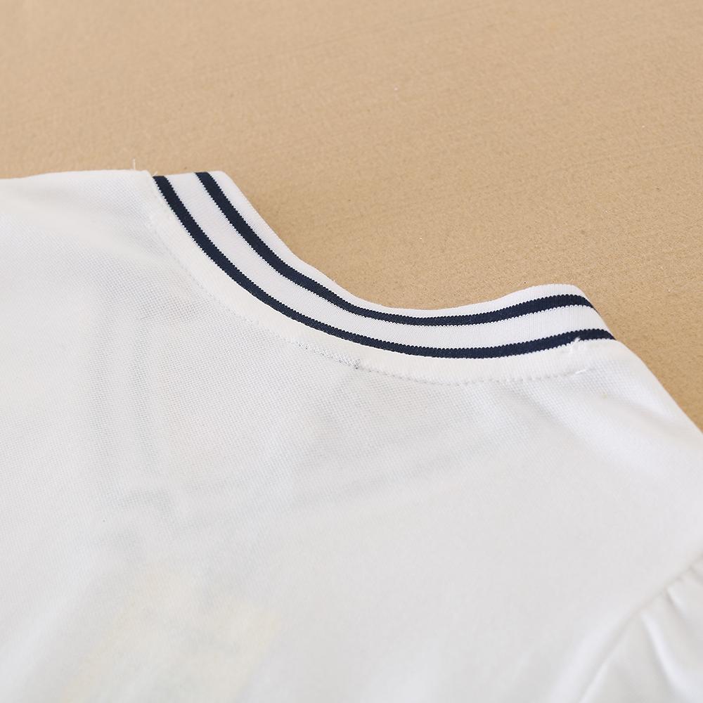 Girls' White Summer Dress V-Neck Polo Pleated Dress for School 5-12 Years Girls Clothing