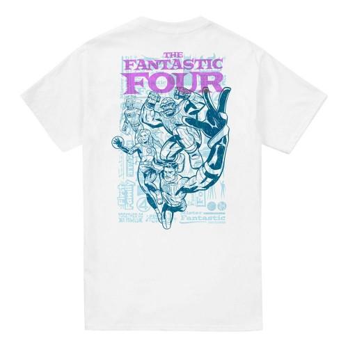 Fantastic Four Unisex Adult Heroic First Family Line Art Back Print T-Shirt